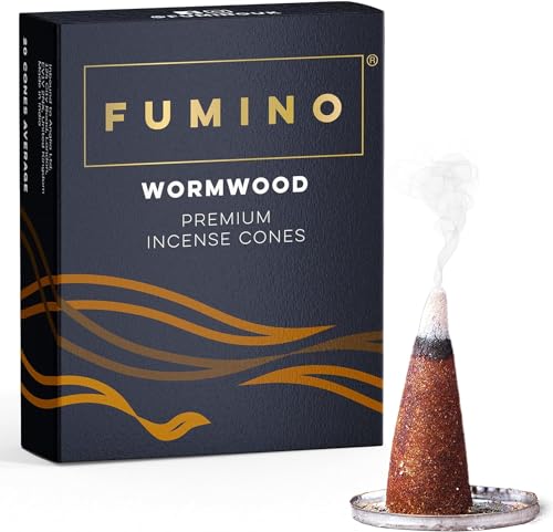 Fumino Räucherkegel mit frischem Duft Wermut – 1 Box à 20 Kegel Masala Agarbatti Räucherkerzen Klein - Duft für Entspannung, Meditation, Linderung bei Stress und Angstzuständen von Fumino