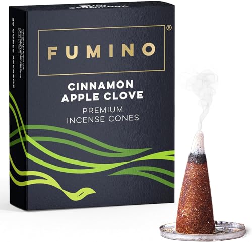 Fumino Räucherkegel mit frischem Duft Zimt-Apfel-Nelke – 1 Box à 20 Kegel Masala Agarbatti Räucherkerzen Klein - Duft für Entspannung, Meditation, Linderung bei Stress und Angstzuständen von Fumino