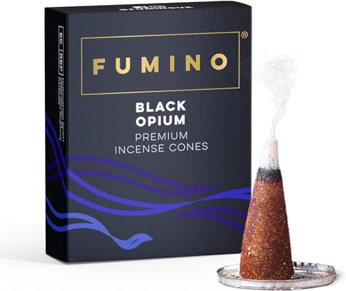 Fumino Räucherkegel mit frischem Duft Schwarzes Opium – 1 Box à 20 Kegel Masala Agarbatti Räucherkerzen Klein - Duft für Entspannung, Meditation, Linderung bei Stress und Angstzuständen von Fumino