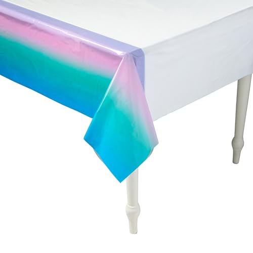 Fun Express Einweg-Tischdecke aus Kunststoff, rechteckig, Pastellfarben, Dip-Dye, für Partys, Geburtstage und besondere Anlässe, 2,7 m, 1 Stück von Fun Express