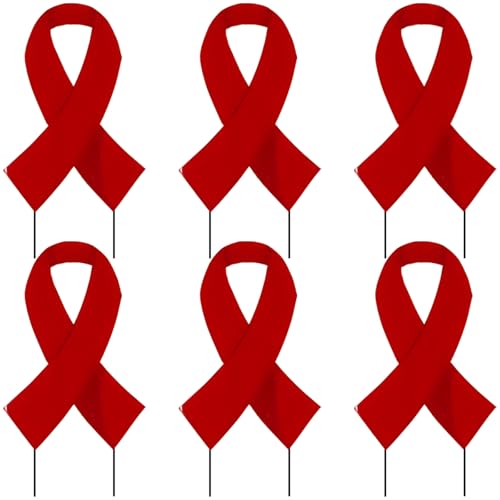 Fun Express Red Awareness Ribbon Hofschilder – 6 Stück Fun Express Red Awareness Ribbon Hofschilder – 6 Stück von Fun Express
