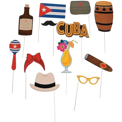 Havanna Cuban Theme Party Photo Booth Props (Set of 12) Havana Nights Party Supplies von Fun Express
