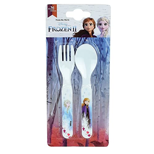 FUN HOUSE Disney Eiskönigin Besteck-Set, wiederverwendbar, mit Gabel und Löffel, für Kinder, Höhe 13,5 x Länge 3 cm, wiederverwendbar von Fun House
