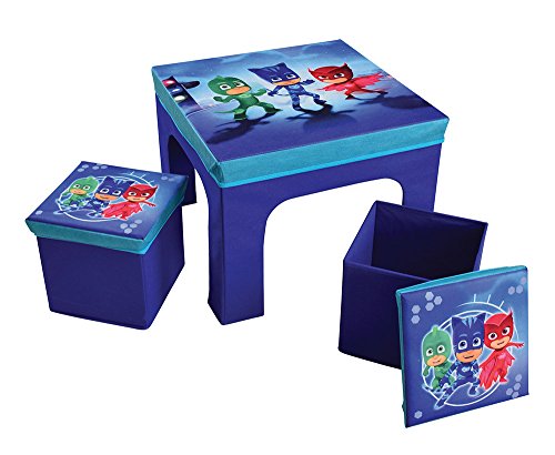 FUN HOUSE pyjamsques Tisch mit 2 Barhocker Faltbare Aufbewahrungsbox für Kinder, MDF/Vlies, 52 x 52 x 15 cm von Fun House