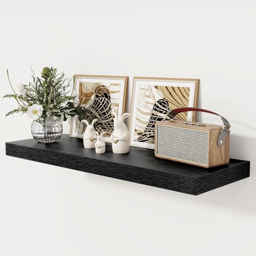 Schwarze schwebende Regale 91,4 cm lang, 30,5 cm tief, schwebende Regale für Wand, 91,4 x 30,5 cm große Regale für Wandaufbewahrung und Display, 5,1 cm dickes schwebendes Regal für Badezimmer Schwarze schwebende Regale 91,4 cm lang, 30,5 cm tief, schwebende Regale für Wand, 91,4 x 30,5 cm große Regale für Wandaufbewahrung und Display, 5,1 cm dickes schwebendes Regal für Badezimmer von Fun Memories