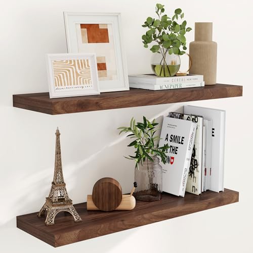 Fun Memories Rustikales Schweberegal aus Holz für die Wand, 91,4 x 22,9 cm, tiefes schwebendes Regal für Küche, Wohnzimmer, Aufbewahrung und Display, tiefes Holz-Bücherregal, Walnussfarbe Fun Memories Rustikales Schweberegal aus Holz für die Wand, 91,4 x 22,9 cm, tiefes schwebendes Regal für Küche, Wohnzimmer, Aufbewahrung und Display, tiefes Holz-Bücherregal, Walnussfarbe von Fun Memories