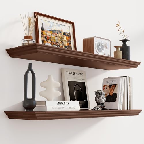 Fun Memories Schweberegale, 91,4 cm lang, 24,9 cm tief, klassische Kronenform, schwebende Regale für Wand, rustikale Holzregale für Wanddekoration, Badezimmer, Küche, Büro, Walnuss, 2 Stück Fun Memories Schweberegale, 91,4 cm lang, 24,9 cm tief, klassische Kronenform, schwebende Regale für Wand, rustikale Holzregale für Wanddekoration, Badezimmer, Küche, Büro, Walnuss, 2 Stück von Fun Memories