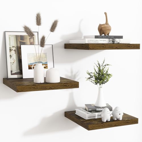 Fun Memories Schweberegale für die Wand – 30,5 cm quadratische Regale mit unsichtbaren Halterungen, kleines Wandregal für Wohnzimmer, Badezimmer, Schlafzimmer und Küche, 3er-Set von Fun Memories