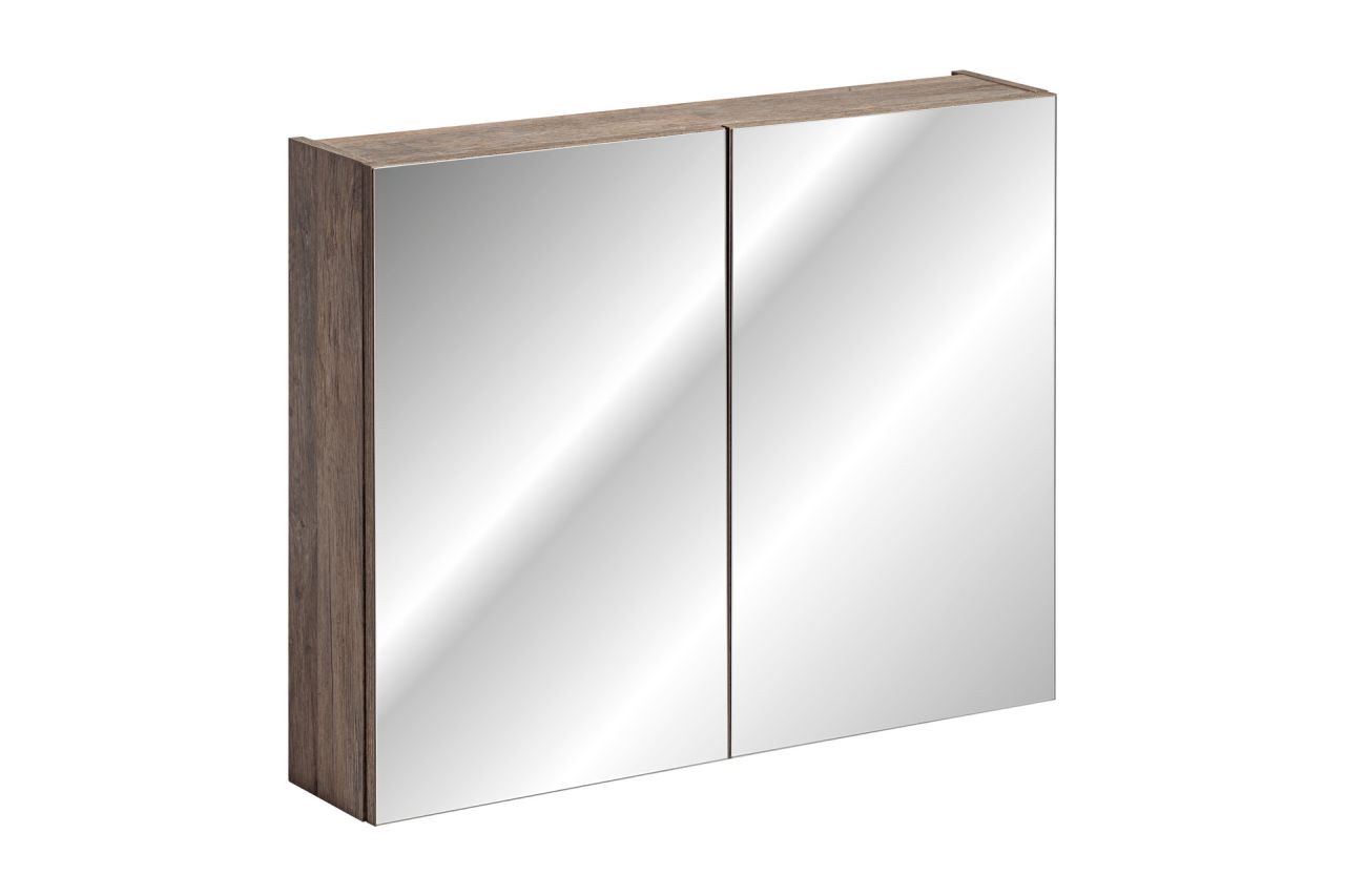Badezimmer Spiegelschrank 80cm AKAN Vintage Eiche inkl. LED von Fun Moebel