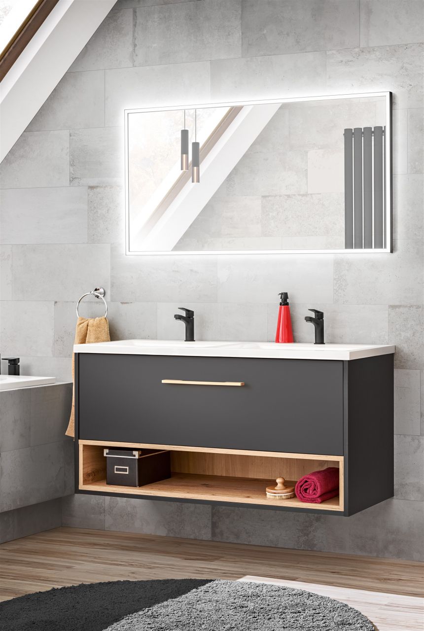 Badmöbel Set 2-tlg BURBON in Graphit inkl.Waschtisch 120 cm Badmöbel Set 2-tlg BURBON in Graphit inkl.Waschtisch 120 cm von Fun Moebel