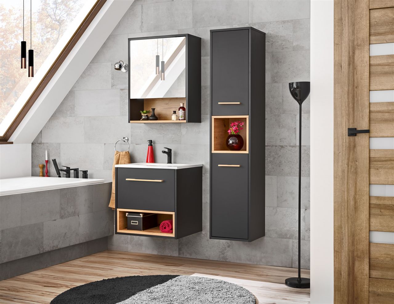 Badmöbel Set 3-tlg BURBON in Graphit inkl.Waschtisch 60 cm Badmöbel Set 3-tlg BURBON in Graphit inkl.Waschtisch 60 cm von Fun Moebel