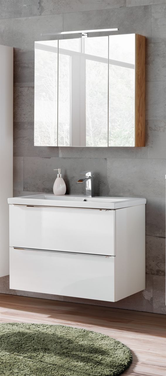 Badmöbel Set 3-tlg Badezimmerset PERUGIA Weiss inkl.Waschbecken 60cm Badmöbel Set 3-tlg Badezimmerset PERUGIA Weiss inkl.Waschbecken 60cm von Fun Moebel