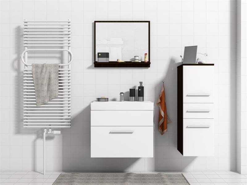 Badmöbel Set 4-Tlg Wenge / Weiss matt LUCY S inkl.Waschtisch von Fun Moebel