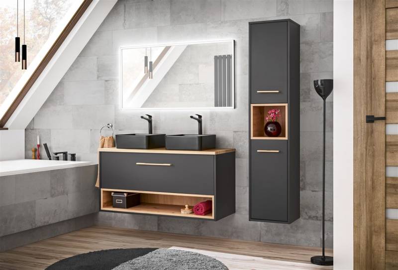 Badmöbel Set 4-tlg BURBON in Graphit ohne 2 x Aufsatzwaschtisch Badmöbel Set 4-tlg BURBON in Graphit ohne 2 x Aufsatzwaschtisch von Fun Moebel