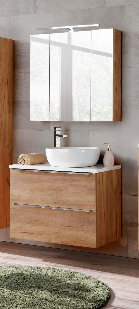 Badmöbel Set 4-tlg Badezimmerset PERUGIA Eiche inkl.Waschbecken 60cm Badmöbel Set 4-tlg Badezimmerset PERUGIA Eiche inkl.Waschbecken 60cm von Fun Moebel