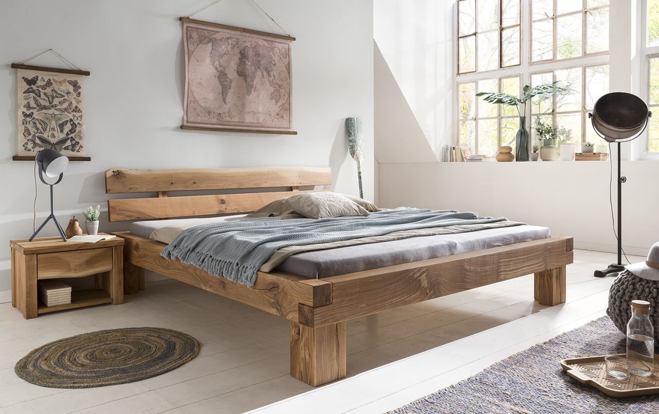 Balkenbett Futonbett Bett BERT 140x200cm Massivholz Wildeiche geölt Balkenbett Futonbett Bett BERT 140x200cm Massivholz Wildeiche geölt von Fun Moebel