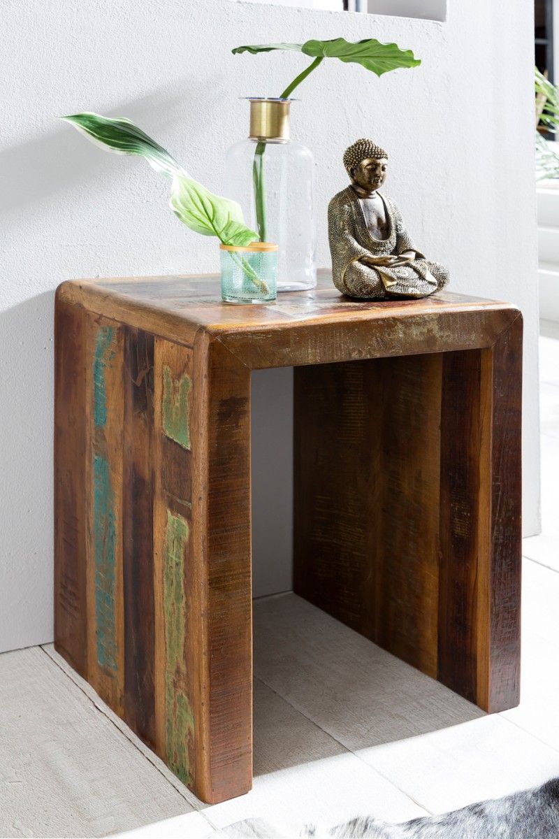 Beistelltisch Nachttisch SURAT 45x40cm Holz Mango Shabby-Chic von Fun Möbel