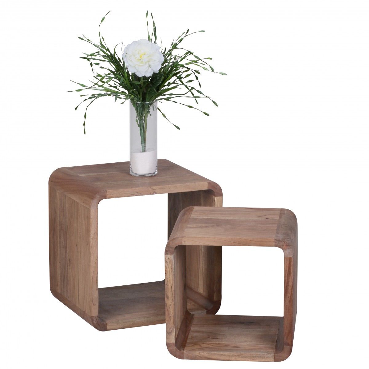 Beistelltisch Tisch 2er Set BUANA Würfelregal Akazie Massivholz Beistelltisch Tisch 2er Set BUANA Würfelregal Akazie Massivholz von Fun Möbel