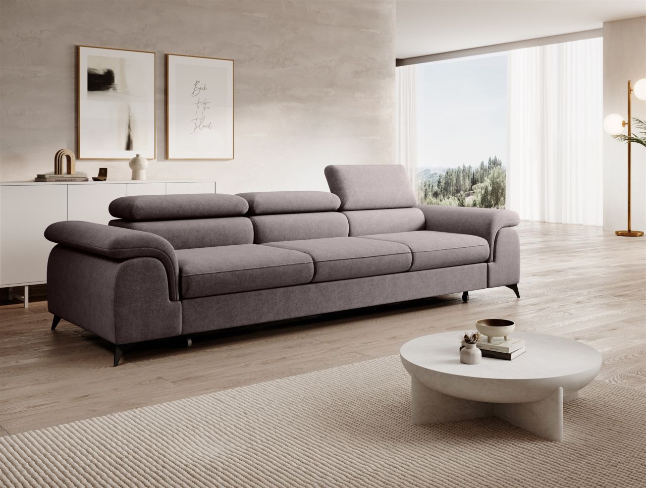 Big Sofa Couchgarnitur BASTIEN Megasofa mit Schlaffunktion Stoff Whisper Braun von Fun Moebel