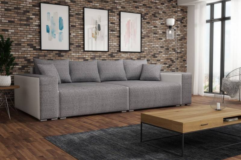 Big Sofa Couchgarnitur REGGIO Megasofa mit Schlaffunktion Weiss-Grau von Fun Moebel