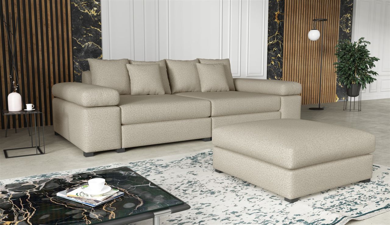 Big Sofa Megasofa Riesensofa AREZZO inkl. Hocker Stoff Now or Never Beige von Fun Moebel