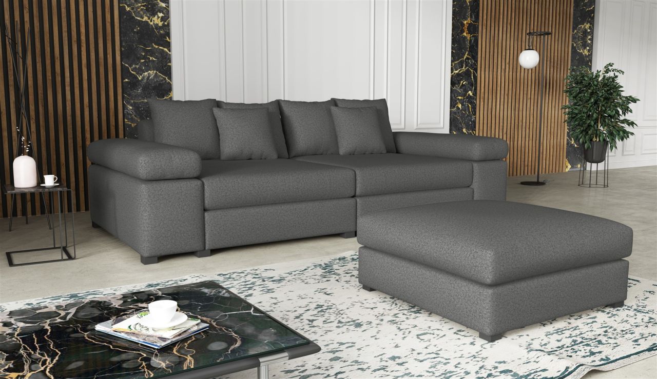 Big Sofa Megasofa Riesensofa AREZZO inkl. Hocker Stoff Now or Never Dunkelgrau von Fun Moebel