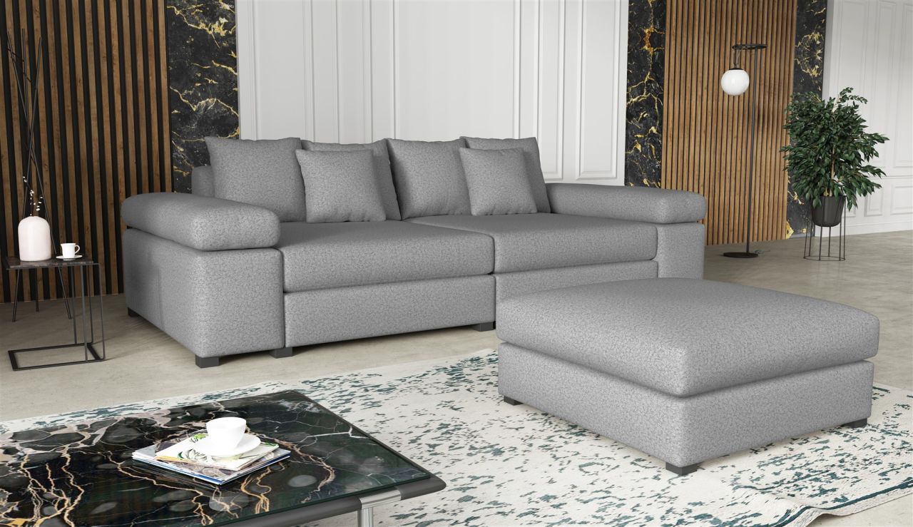 Big Sofa Megasofa Riesensofa AREZZO inkl. Hocker Stoff Now or Never Hellgrau von Fun Moebel