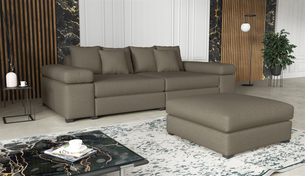 Big Sofa Megasofa Riesensofa AREZZO inkl. Hocker Stoff Now or Never Milchkaffee von Fun Moebel