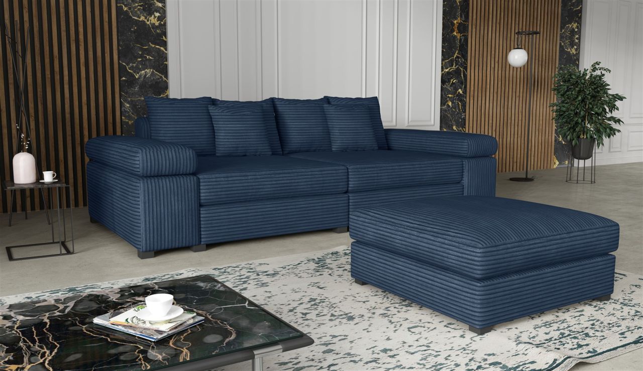 Big Sofa Megasofa Riesensofa AREZZO inkl. Hocker Stoff Tilia Dunkelblau von Fun Moebel