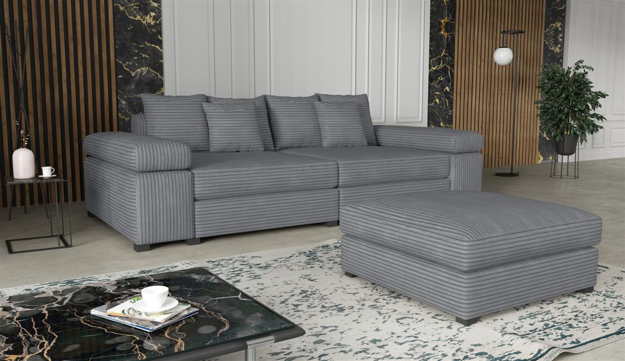 Big Sofa Megasofa Riesensofa AREZZO inkl. Hocker Stoff Tilia Dunkelgrau von Fun Moebel