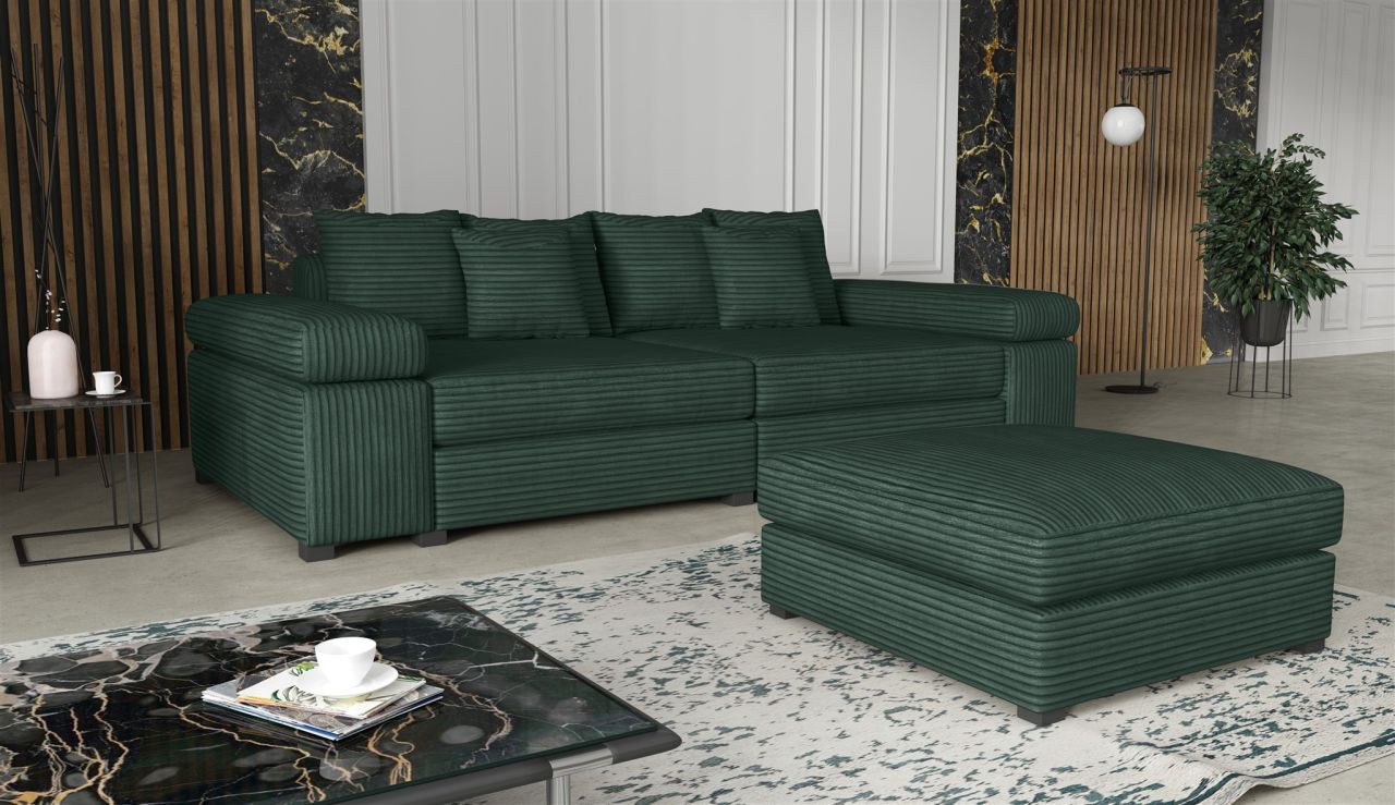 Big Sofa Megasofa Riesensofa AREZZO inkl. Hocker Stoff Tilia Flaschengrün von Fun Moebel