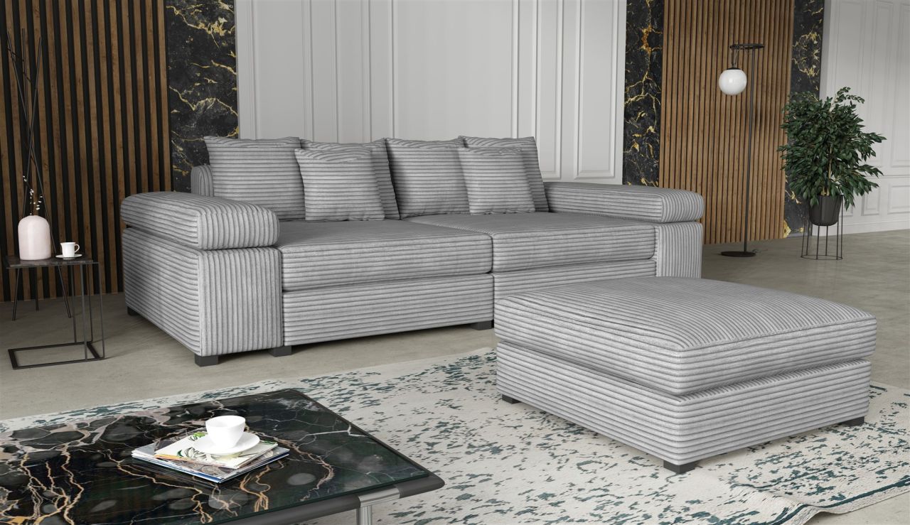 Big Sofa Megasofa Riesensofa AREZZO inkl. Hocker Stoff Tilia Hellgrau von Fun Moebel