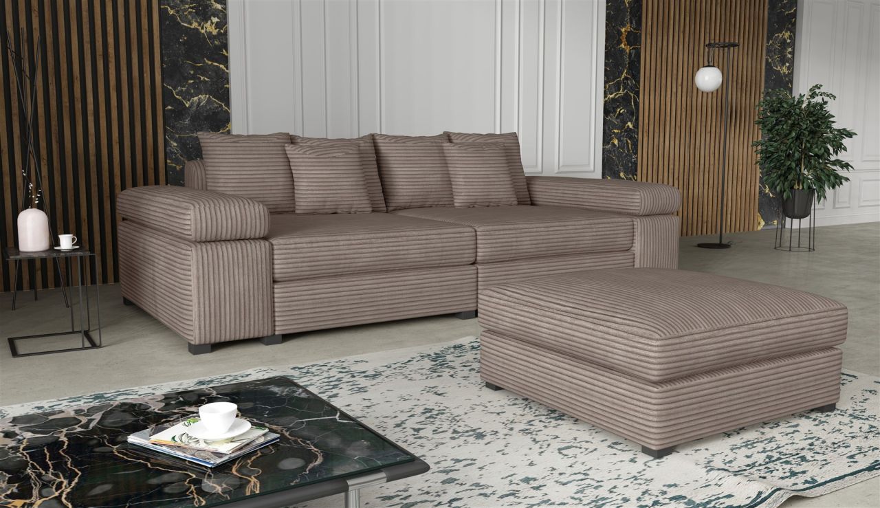 Big Sofa Megasofa Riesensofa AREZZO inkl. Hocker Stoff Tilia Milchkaffee von Fun Moebel