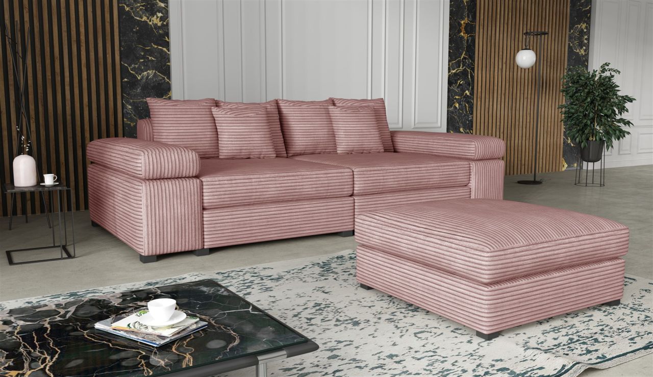 Big Sofa Megasofa Riesensofa AREZZO inkl. Hocker Stoff Tilia Rose von Fun Moebel