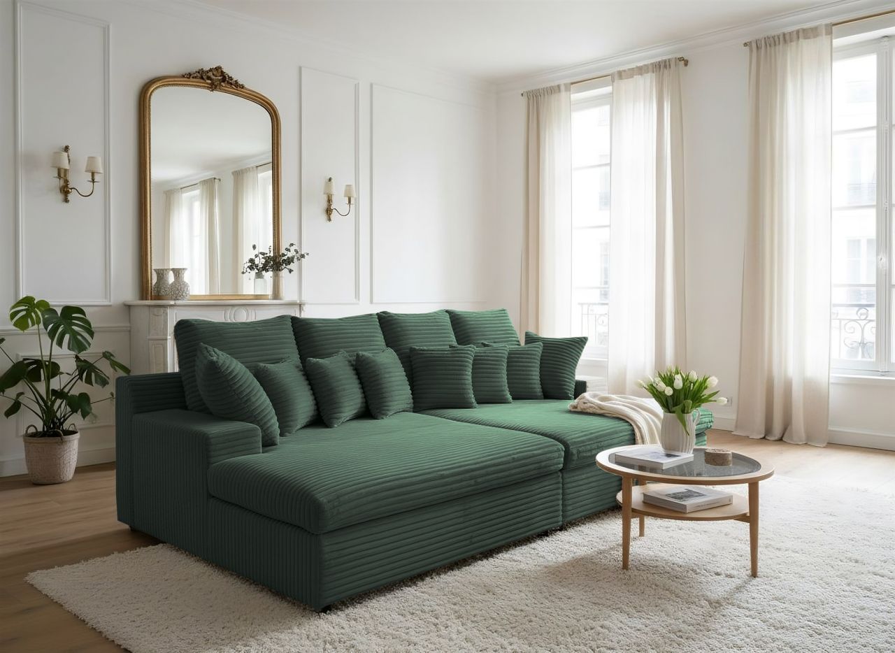 Bigsofa Couchgarnitur AROSA Megasofa in Stoff Tilia Dunkelgrün Bigsofa Couchgarnitur AROSA Megasofa in Stoff Tilia Dunkelgrün von Fun Möbel