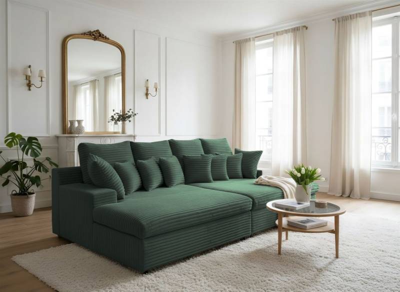 Bigsofa Couchgarnitur AROSA Megasofa in Stoff Tilia Dunkelgrün Bigsofa Couchgarnitur AROSA Megasofa in Stoff Tilia Dunkelgrün von Fun Möbel