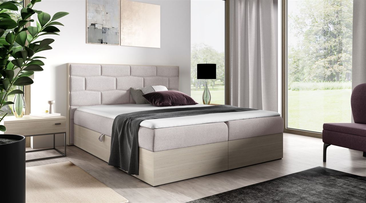 Boxspringbett Bett BEILA 200x200cm Nordic Teak Stoff Hellbeige inkl. Bettkasten Boxspringbett Bett BEILA 200x200cm Nordic Teak Stoff Hellbeige inkl. Bettkasten von Fun Moebel