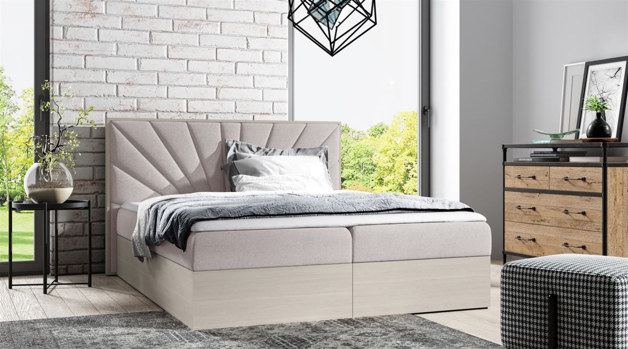Boxspringbett Bett DAIMON 200x200cm Nordic Teak Stoff Hellbeige inkl. Bettkasten Boxspringbett Bett DAIMON 200x200cm Nordic Teak Stoff Hellbeige inkl. Bettkasten von Fun Moebel