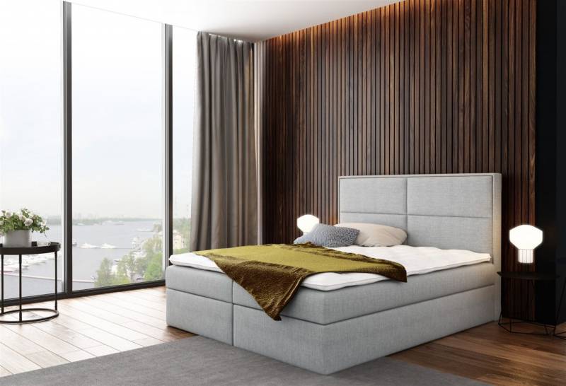 Boxspringbett Bett DERBI Stoff Hellgrau 200x200cm inkl.Bettkasten Boxspringbett Bett DERBI Stoff Hellgrau 200x200cm inkl.Bettkasten von Fun-Möbel