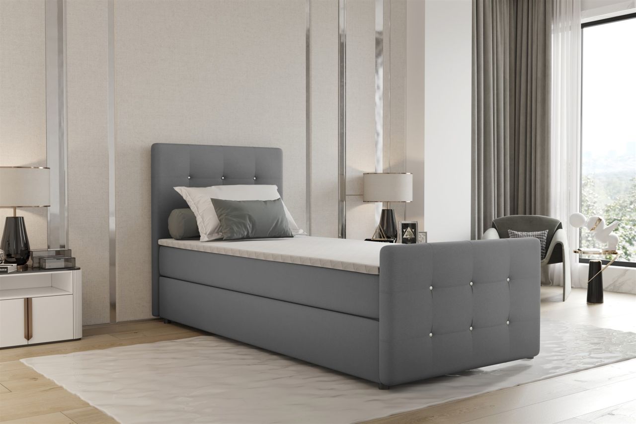Boxspringbett Bett MARKOS 100x220cm Bettkasten Seite Links Grau inkl. Topper Boxspringbett Bett MARKOS 100x220cm Bettkasten Seite Links Grau inkl. Topper von Fun Möbel