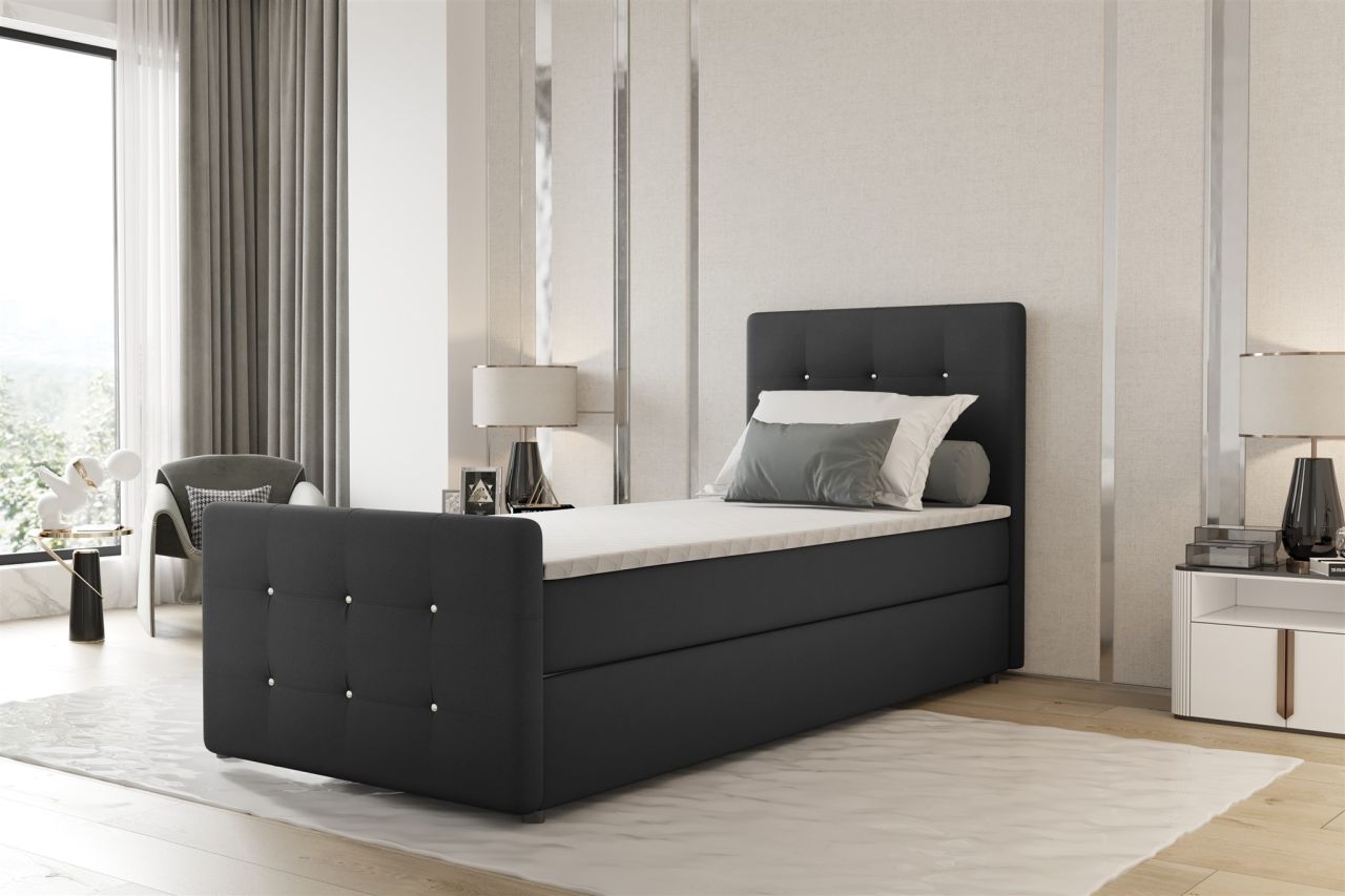 Boxspringbett Bett MARKOS 100x220cm Bettkasten Seite Rechts Dunkelgrau inkl. ... Boxspringbett Bett MARKOS 100x220cm Bettkasten Seite Rechts Dunkelgrau inkl. ... von Fun Möbel