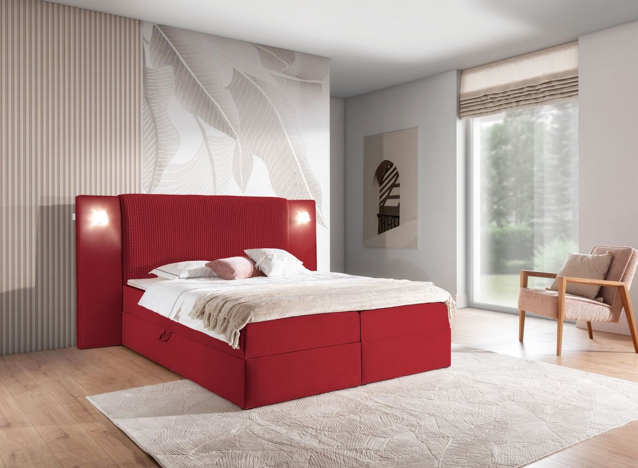 Boxspringbett Bett MARTEN 140x200cm Set.1 in Stoff Magic Velvet Rot Boxspringbett Bett MARTEN 140x200cm Set.1 in Stoff Magic Velvet Rot von Fun Möbel