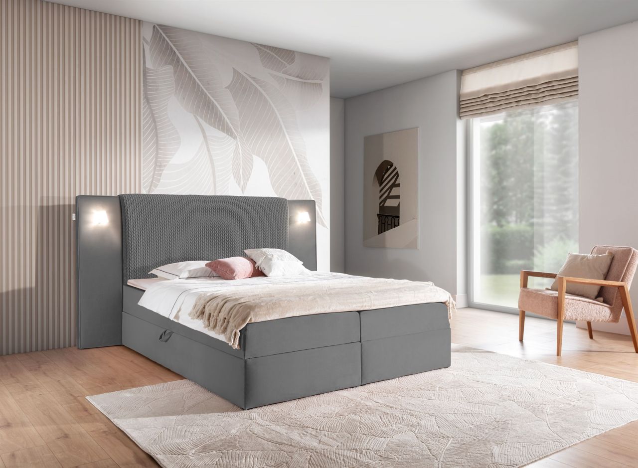Boxspringbett Bett MARTEN 140x200cm Set.3 in Stoff Magic Velvet Dunkelgrau Boxspringbett Bett MARTEN 140x200cm Set.3 in Stoff Magic Velvet Dunkelgrau von Fun Möbel