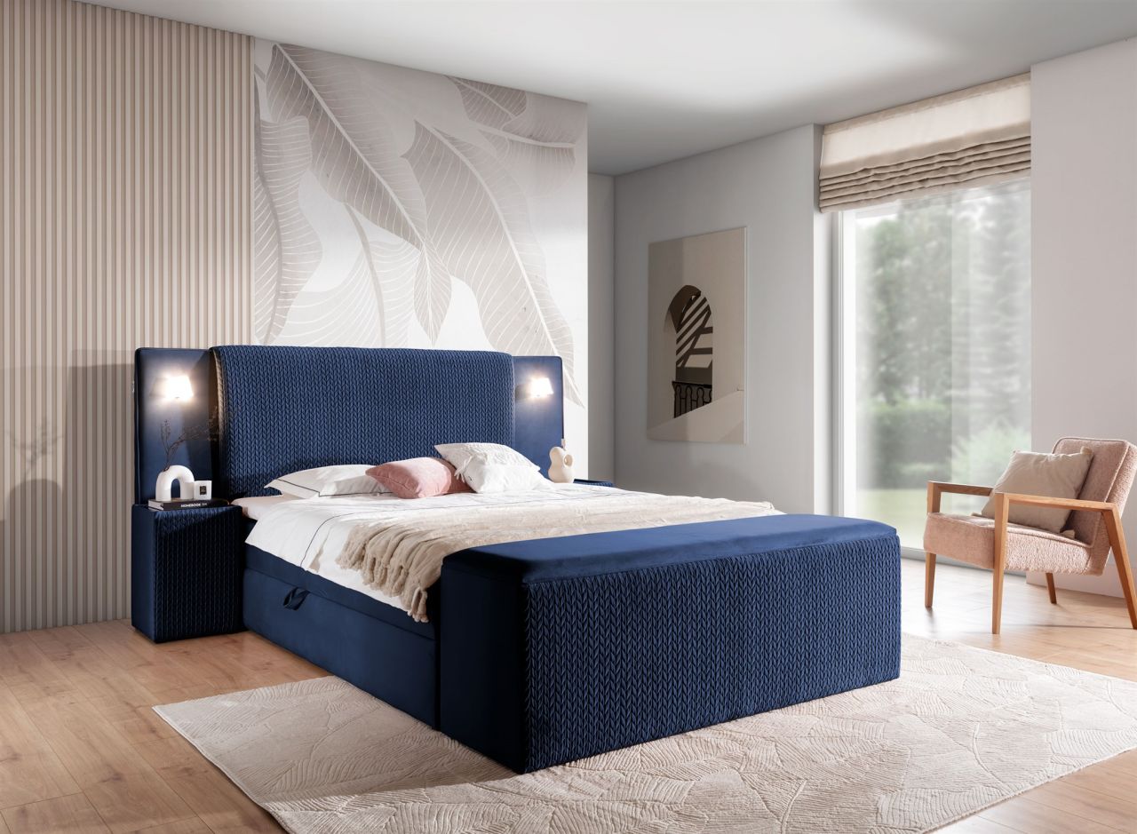 Boxspringbett Bett MARTEN 160x220cm Set.4 in Stoff Magic Velvet Dunkelblau Boxspringbett Bett MARTEN 160x220cm Set.4 in Stoff Magic Velvet Dunkelblau von Fun Möbel