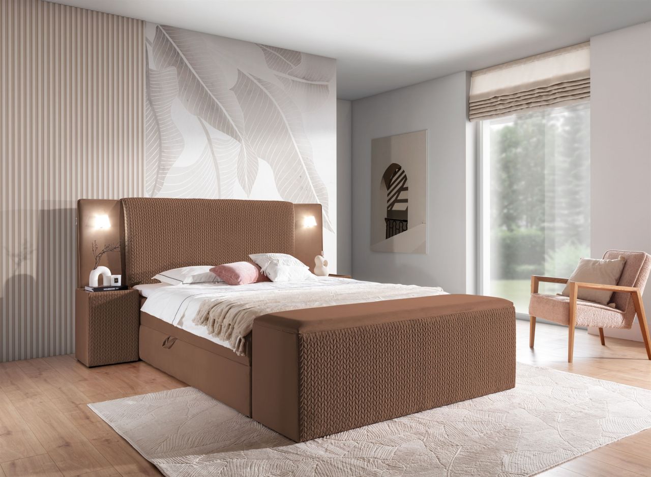 Boxspringbett Bett MARTEN 180x200cm Set.4 in Stoff Magic Velvet Braun Boxspringbett Bett MARTEN 180x200cm Set.4 in Stoff Magic Velvet Braun von Fun Möbel