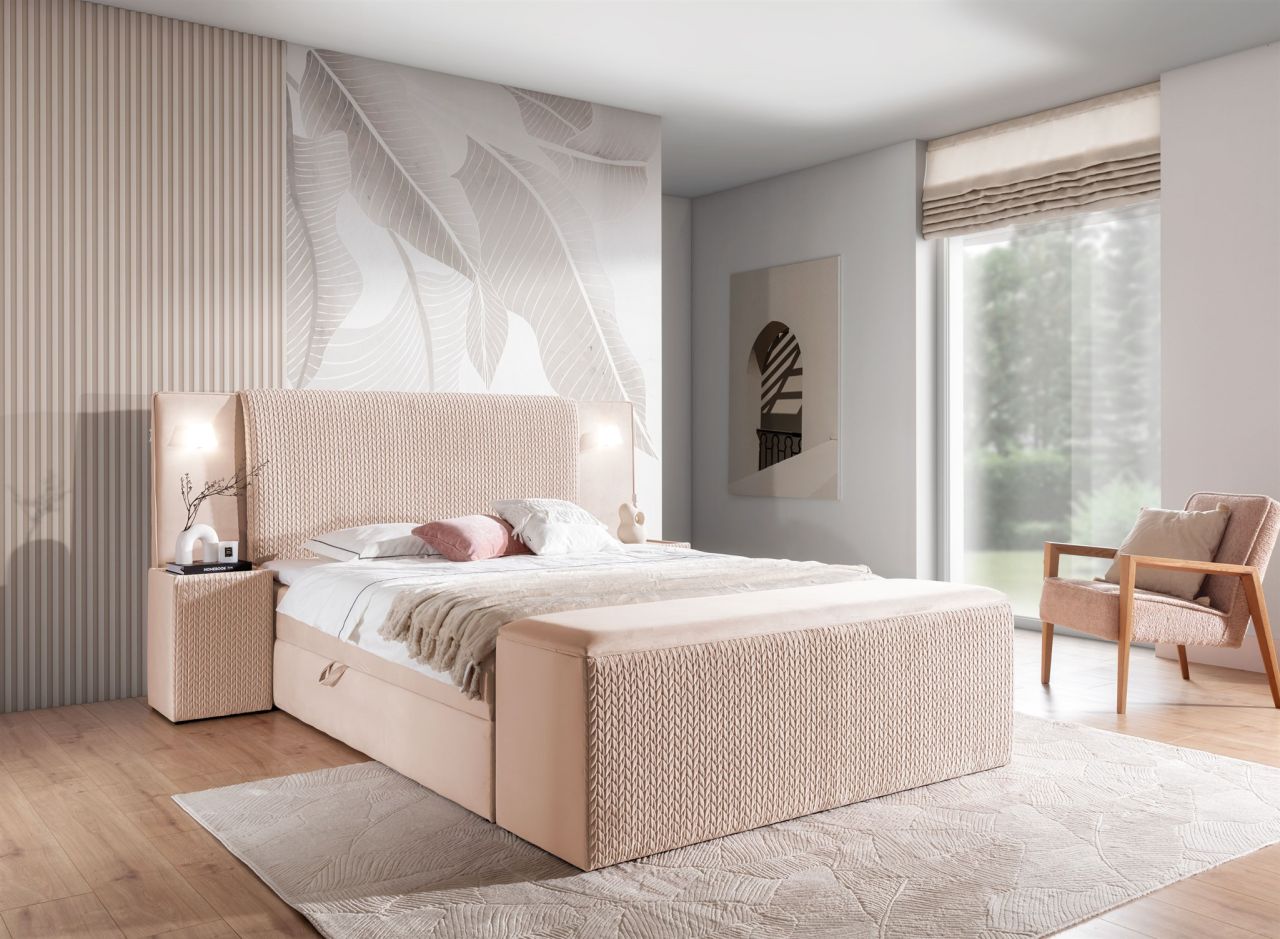 Boxspringbett Bett MARTEN 180x200cm Set.4 in Stoff Magic Velvet Hellrosa Boxspringbett Bett MARTEN 180x200cm Set.4 in Stoff Magic Velvet Hellrosa von Fun Möbel