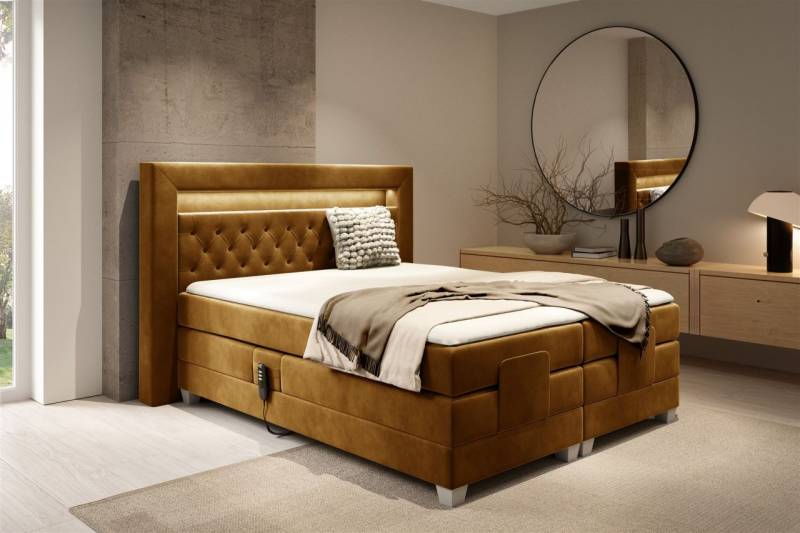 Boxspringbett Elektrisch Bett ARMANDO 200x200cm in Stoff Fresh Senfgelb Boxspringbett Elektrisch Bett ARMANDO 200x200cm in Stoff Fresh Senfgelb von Fun Möbel