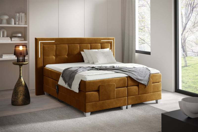Boxspringbett Elektrisch Bett DORES 200x200cm in Stoff Fresh Senfgelb Boxspringbett Elektrisch Bett DORES 200x200cm in Stoff Fresh Senfgelb von Fun Möbel