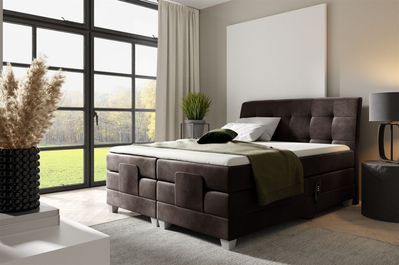 Boxspringbett Elektrisch Bett FRANCO 200x200cm in Stoff Fresh Dunkelbraun Boxspringbett Elektrisch Bett FRANCO 200x200cm in Stoff Fresh Dunkelbraun von Fun Möbel