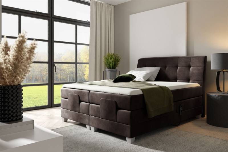 Boxspringbett Elektrisch Bett FRANCO 200x200cm in Stoff Fresh Dunkelbraun Boxspringbett Elektrisch Bett FRANCO 200x200cm in Stoff Fresh Dunkelbraun von Fun Möbel